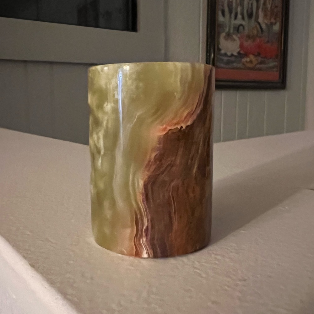 Green Onyx Candle Holder - 3"